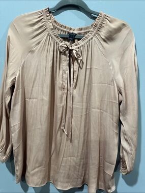 Ann Taylor Light Taupe Peasant Blouse